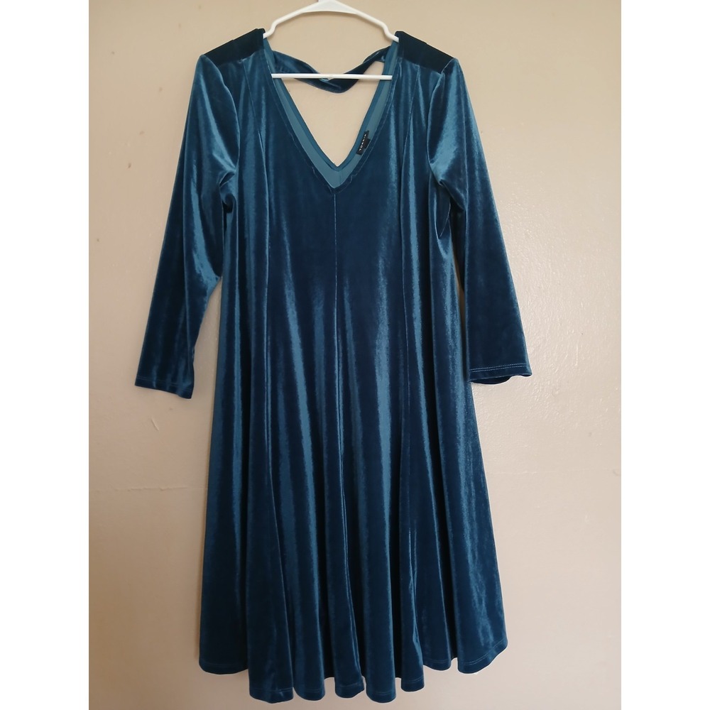 Torrid Dress 1x Velvet Emerald Grunge Goth Whimsigoth Retro Stretch Jersey